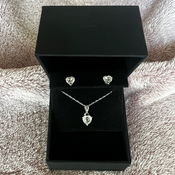 Peoples Jewellers Heart-shaped Necklace & Earring Sterling Silver Matching Set - Picture 2 of 3